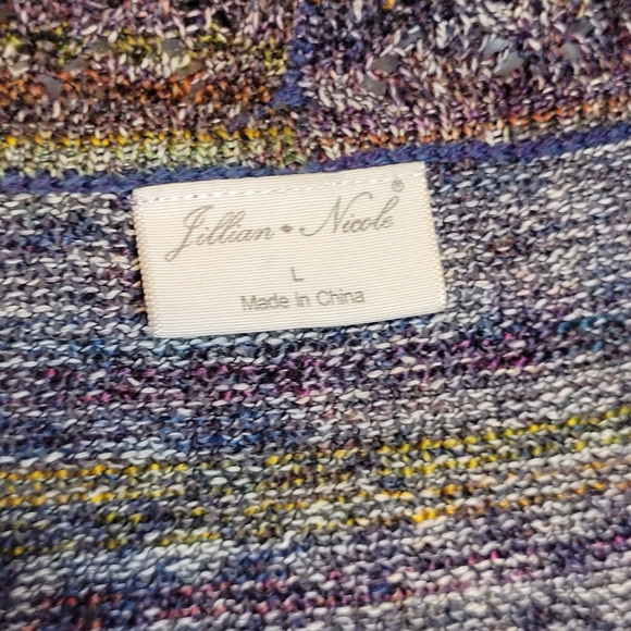 Jillian & Nicole Multi-Color Open Front Shawl Collar Cocoon Sweater L - Picture 4 of 6